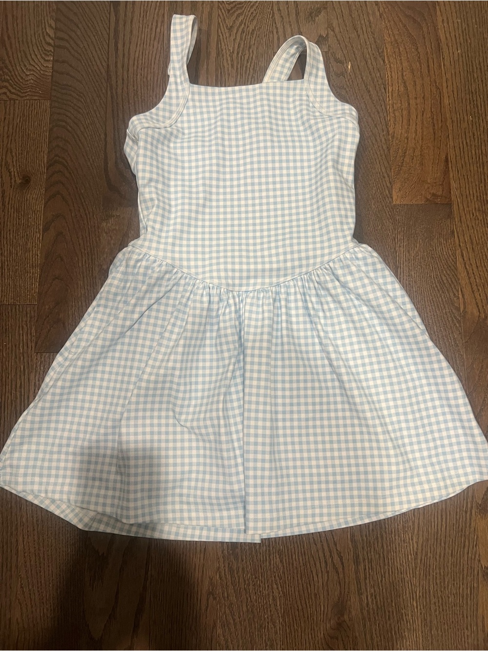 Light Blue Gingham Girls' Athletic Dress